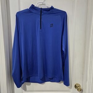 Peloton Long Sleeve Blue 1/4 Zip Shirt XL Exercise Gym Athleisure Biking Cycling